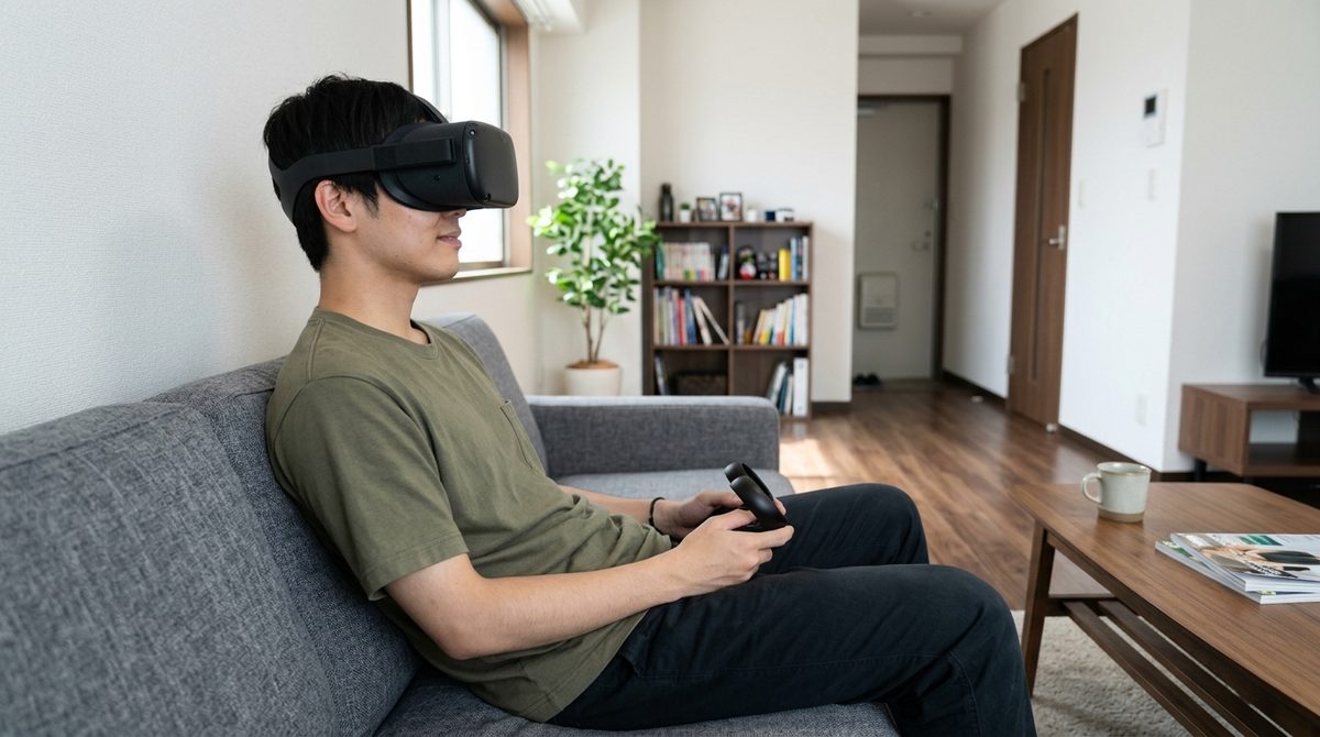 VRデバイスの装着感や、使用する際の場所のイメージを伝える