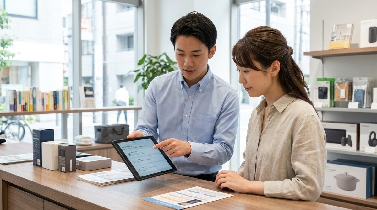 専門家への相談や、購入時のアドバイスをイメージさせる